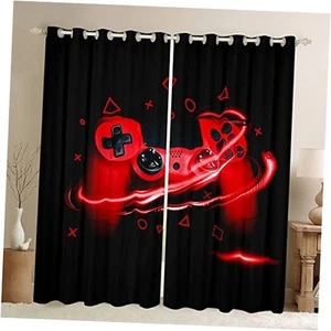 Video Game Gamepad Curtains Red Gaming 52"W x 84"L (Pack of 2) Multi 13 - Picture 1 of 8