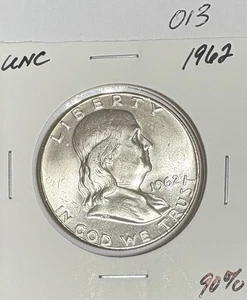1962 UNC Franklin Half Dollar 90% Silver -013 - Picture 1 of 1