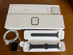 Apple Watch Series 7 45mm NATURAL TITANIUM - Very Good Condition + Edition Band - Zdjęcie 1 z 7