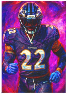 DERRICK HENRY * Baltimore Ravens * Fun ACEO  * FOOTBALL ART * Art Card * ATC - Picture 1 of 2