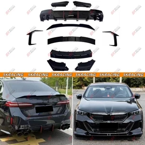 Gloss Black ABS Front Rear Lip Spoiler Wing Canards Kit For BMW 5 Series G60 24+ - Imagen 1 de 30
