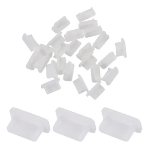 25pcs USB Type C Port Plugs Covers Caps Silicone Anti Dust Protector, White - Zdjęcie 1 z 7