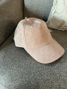 New! Michael Kors MK Monogram Logo Women’s Rose Pink Strap-Back Baseball Cap - Picture 1 of 5