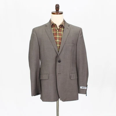 DKNY 44R 棕色运动外套西装外套纯色 2 按钮羊毛 — 第 1/4 张图片