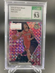 Lonzo Ball 2019 Mosaic #166 Pink Camo Prizm Parallel CSG 9,5 Gem Mint Pelicans - Imagen 1 de 2