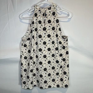 Ann Taylor ärmellose Bluse mit Rüschen hochgeschlossenes Oberteil Damen Small schwarz hellbraun - Bild 1 von 7