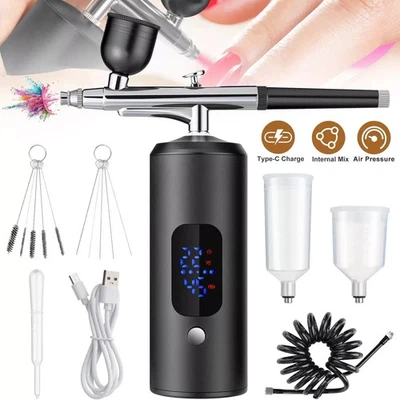 Tragbares Airbrush Set Spritzpistole mit Kompressor Kabellose Mini Air Brush DE - Bild 1 von 4