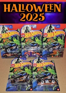 2025 Hot Wheels Halloween Set Of 5 Hallowback, Diesel Duty, HaulOGram, Nightshif - Picture 1 of 16