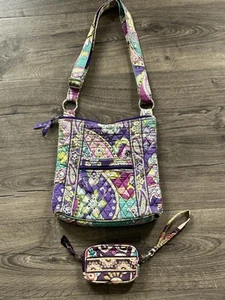 Vera Bradley Hipster Crossbody Shoulder Bag Purse Purple / Green Paisley +bonus - Picture 1 of 17
