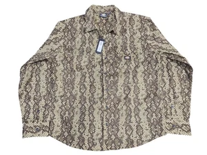 Chemise Dickies homme XL marron imprimé géométrique manches longues bouton devant décontracté - Photo 1/11