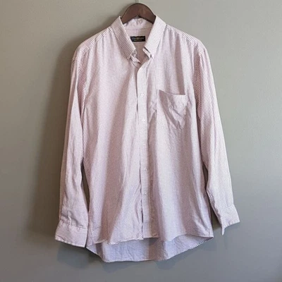 Camisa de vestir Club Room talla 16,5 para hombre roja a cuadros fácil cuidado con botones grande Foto 1 de 4