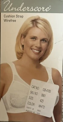 Three Underscore 42D Bra Cushion Strap Wireless Wire Free PL2788 White NEW - Image 1 of 2