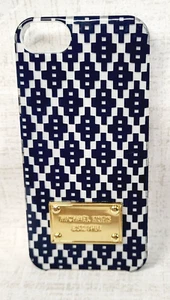 Michael Kors iPhone Hard Cover Plastic Navy & White Pattern Gold MK Hardware NEW - Picture 1 of 2