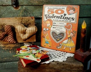 RETRO PRIMITIVE VICTORIAN ANTIQUE VINTAGE STYLE 50 VALENTINES CUT OUT MAKE SIGN - Picture 1 of 7