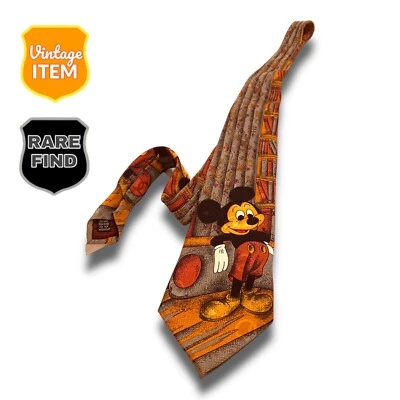 Disney Mickey Mouse Vintage Silk Neck Tie. Made In Italy! PURE SILK! Rare! - Image 1 of 4