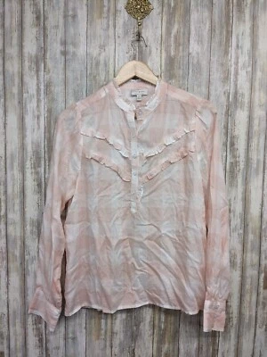 Top Western Lucky Brand Rosa Elsa Cuadros Volantes Henley Pradera Vaquera Pequeño Foto 1 de 4