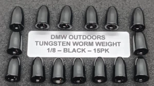 Tungsten Black Worm Weights 1/8 ounce (3.5g) 15pk, Bullet Worm Weights - Picture 1 of 14