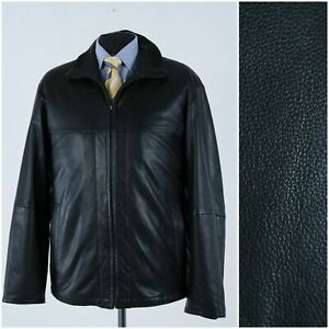 Mens DANIEL HECHTER US 44R XL Black Soft Lamb Nappa Genuine Leather Jacket