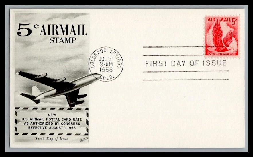 US FDC # C50 5c Eagle Fleetwood  post card 1958, 9p633 - Image 1 of 1