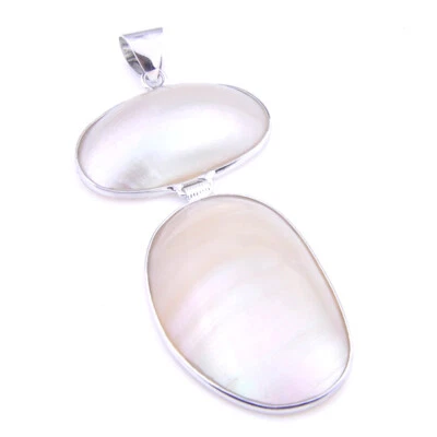 Melhor joia para mãe concha real pérola branca pedras preciosas pingente de colar de prata maciça - Imagem 1 de 4