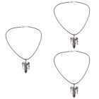  3 Pieces Hippy Room Decor Crystal Necklaces Natural White Plating