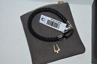 Bulova Mens Marine Star Leather Bracelet Black Medium J96B029M