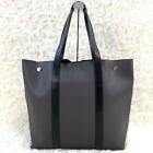 BALLY Logo Gray A4 Storage Leather Gold Hardware Tote Business Bag Used JPN