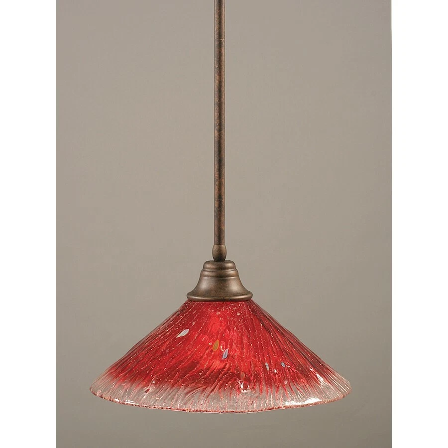 Toltec Lighting Stem Pendant, Bronze, 16' Raspberry Crystal Glass - 26-BRZ-716 - Image 1 of 1
