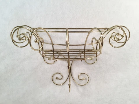 Gold Toned Brass Scrolled Wire Shelf / Rack / Hanger Cover