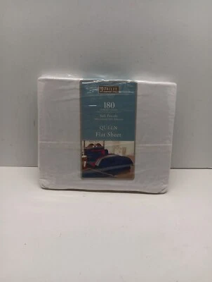 Sábana plana vintage NOS Jubilee Percale 180 blanca Queen nueva con etiquetas Foto 1 de 3