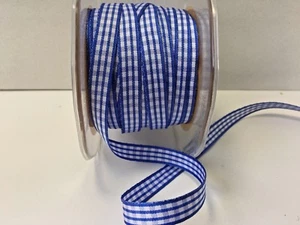 3/8 Inch Solid Checkered Ribbon - May Arts - KB91 - Blue/White - 50 yards - Picture 1 of 1