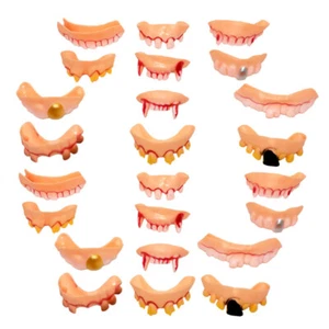 24 Pcs Fake Teeth Halloween Dentures Ugly Realistic Cosplay Props - Picture 1 of 12