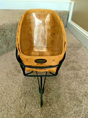 Peterboro Basket w/ liner and Black Wrought Iron Wheel Barrow Cover