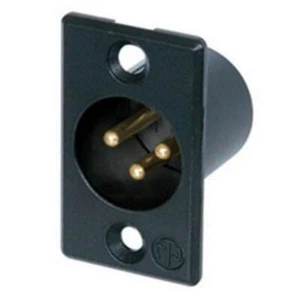 XLR 3 pin montaggio telaio maschio metallo nero - Foto 1 di 1