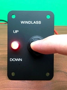 MARINE BOAT ANCHOR WINDLASS RETURN TOGGLE SWITCH ALUMINUM PLATE 2 WAY LED LIGHT - Bild 1 von 4