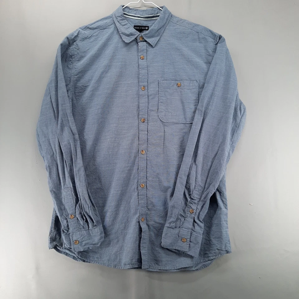 Ocean Current Shirt Mens XL Blue Stripe Long Sleeve Pocket Cotton Button Up - Image 1 of 4