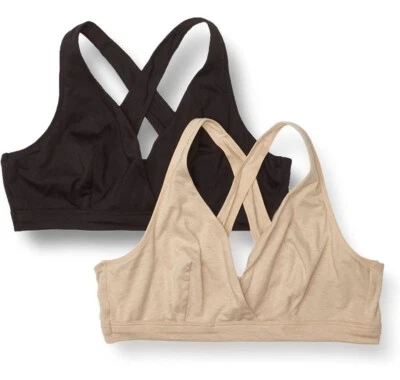 NEW Playtex Crossover Sleep Nursing Bra - Wirefree Small 2 Pack US4960 black+tan - Image 1 of 4