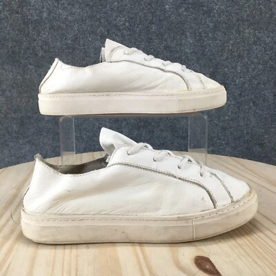 Zara туфли женщин 36 кроссовки белая кожа круглый носок шнурует вверх повседневный комфорт - Изображение 1 из 4