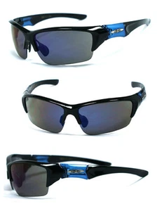 Hombre Exterior Xloop Gafas de Sol Deportivas - Montura Negra Azul Fuego Iridium - Imagen 1 de 3