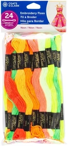 Coats & Clark 6-Strand Embroidery Floss Pack 24/Pkg-Neons - Picture 1 of 1