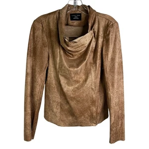 Love Tree Faux Suede Jacket Womens M Brown Asym Zipper Lightweight  - Picture 1 of 10