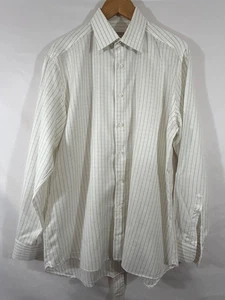 Camisa Bijan Para Hombre Blanca Amarilla Gris Cuadros Algodón 16.5/Correa Grande con Botón - Imagen 1 de 9
