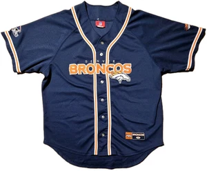 Vintage NFL Denver Broncos Baseball Trikot Herren XL blau genäht Football Knopfleiste - Bild 1 von 12