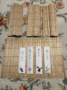 Four Bamboo Placemats And Chopsticks, Made In Japan - Picture 1 of 4