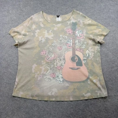 CMT Shirt Womens Plus 4X Camo Floral Guitar Loot Jerry Leigh Country Music TV - Image 1 of 4