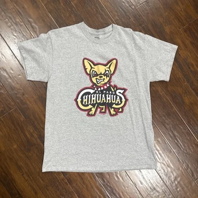 MiLB El Paso Texas Chihuahuas 棒球狗标志 T 恤灰色男式 L 码 — 第 1/4 张图片