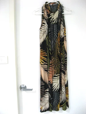 WITCHERY SLEEVELESS MULTICOLORED HIGH BUTTON UP NECK MIDI DRESS SIZE 6 - image 1 of 4