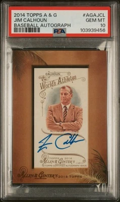 Jim Calhoun 2014 Topps Allen and Ginter Mini Framed Auto #AGA-JCL PSA 10 - Image 1 of 2