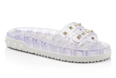 Valentino Rockstud Clear Rubber Strap Flat Slide Flip Flop Platform Sandal 35 - Image 1 of 4