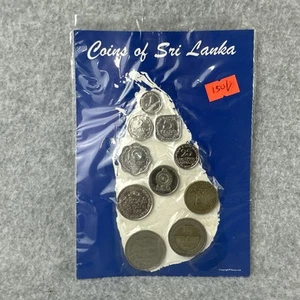 Vintage Coins of Sri Lanka Set - 10 Coins Mounted on Map Card Sealed Pack - Bild 1 von 5